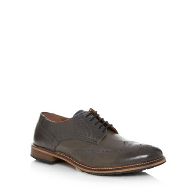 Grey leather lace brogues